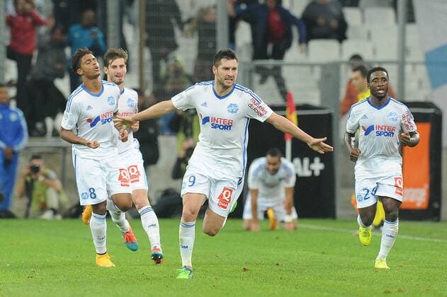 joei Andre Pierre Gignac apres son but (Marseille) FOOTBALL : Marseille vs Bordeaux - Ligue 1 - 23 11 2014 N.LeGouic FEP Panoramic 