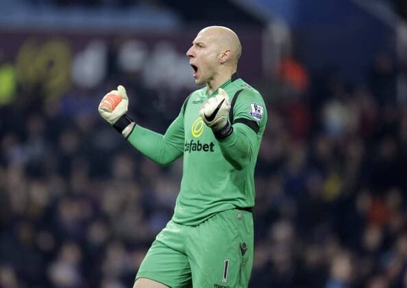Villa goalkeeper Brad Guzan celebrates his side s goal - Football - Barclays Premier League - Aston Villa vs Southampton - Villa Park Birmingham - Season 2014 2015 - 24th November 2015 - Photo Malcolm Couzens Sportimage EDITORIAL USE ONLY. No use with unauthorised audio, video, data, fixture lists, club league logos or live services. Online in-match use limited to 120 images, no video emulation. No use in betting, games or single club league player publications.
