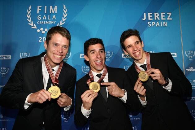 Federation of International Motocyclism (FIM) Awards show. In this picture, Esteve Rabat, Alex and Marc Marquez. xPACOxMARTINx 