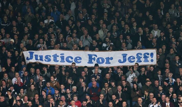 West Brom s fans hold a banner up in the 9th minute for Jeff Astle - Barclays Premier League - West Bromwich Albion - The Hawthorns - England - 29th November 2014 - EDITORIAL USE ONLY. No use with unauthorised audio, video, data, fixture lists, club league logos or live services. Online in-match use limited to 120 images, no video emulation. No use in betting, games or single club league player publications.