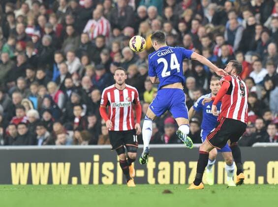 29.11.2014. Sunderland, England. Premier League. Sunderland versus Chelsea. Gary Cahill of Chelsea challenges Steven Fletcher of Sunderland xPeterxHaygarthx  ActionPlus11580087