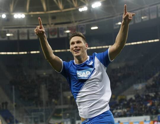 Torjubel 4:2 Hoffenheim, Torschütze Niklas Süle (1899) . 1899 Hoffenheim-Hannover 96. Sinsheim, GER, 29.11.2014,13. Spieltag Fussball-Bundesliga 2014-2015.