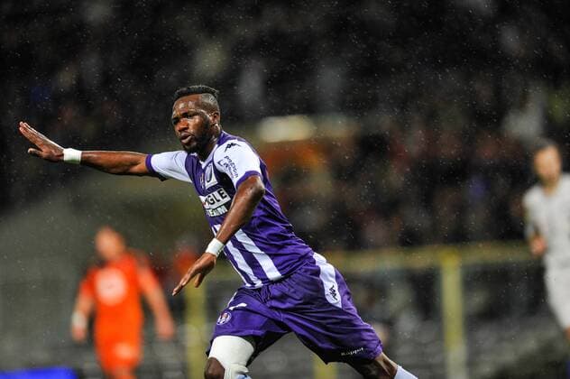 Action wissam ben Yedder goal et joie Tongo Doumbia (tfc) FOOTBALL : Toulouse vs Lorient - 15eme journee de L1 - 29 11 2014 ThierryBreton Panoramic 