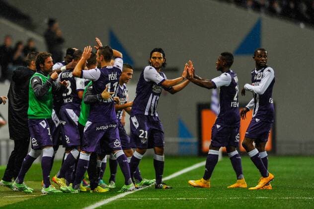Action wissam ben Yedder goal et joie Tongo Doumbia (tfc) FOOTBALL : Toulouse vs Lorient - 15eme journee de L1 - 29 11 2014 ThierryBreton Panoramic 