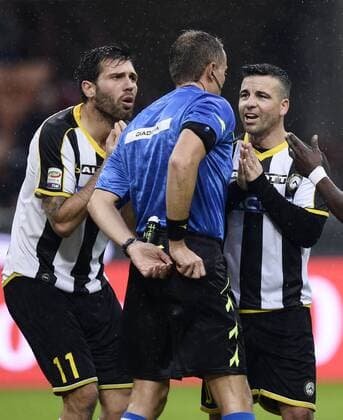 Aktuell Fußball, Italien, AC Mailand - Udinese Calcio Db Milano 30 11 2014 - campionato di calcio serie A AC Milan vs Udinese Calcio: Paolo Valeri-Antonio Di Natale-Maurizio Domizzi 