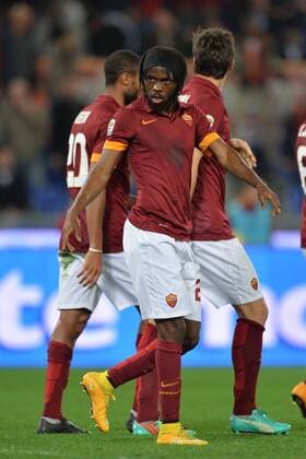 Aktuell Fußball, Italien, AS Rom - Inter Mailand di Gervinho Roma. Goal celebration. Roma 30-11-2014 Stadio Olimpico. Football Calcio 2014 2015 Serie A. AS Rom vs Inter Mailand AntoniettaxBaldassarre