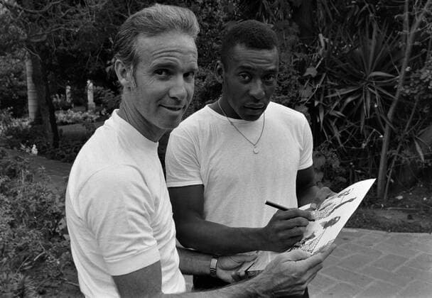Fussball Weltmeisterschaft 1970 Trainingslager Brasilien 25.05.1970 PELE (re) und Trainer Mario ZAGALLO (beide Brasilien)