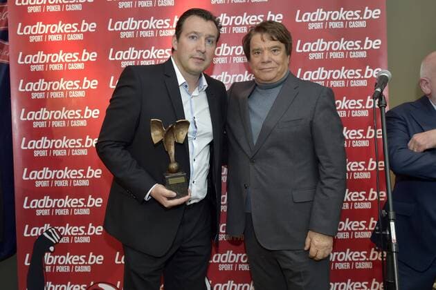 Bernard Tapie and winner Marc Wilmots FOOTBALL : Ceremonie Prix Raymond Goethals - Aalst - 01 12 2014 PhotoNews Panoramic 