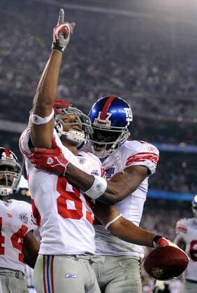 Feb. 3, 2008 - New York Giants David Tyree celebrates a fourth quarter touchdown against the New England Patriots during Super Bowl XLII at University of Phoenix Stadium in Glendale, Arizona, on Sunday, February 3, 2008. (Thomas A. Ferrara Newsday MCT) News Archive - Feb. 3, 2008 - ZUMAm67_