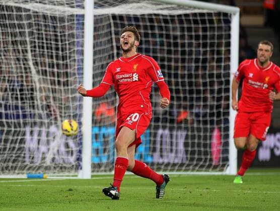 Aktuell Fußball, England, Premier League, Leicester City - FC Liverpool Liverpool s Adam Lallana celebrates scoring his sides opening goal Barclays Premier League- Leicester City vs Liverpool - King Power Stadium - England - 2nd November 2014 - Picture David Klein Sportimage EDITORIAL USE ONLY. No use with unauthorised audio, video, data, fixture lists, club league logos or live services. Online in-match use limited to 120 images, no video emulation. No use in betting, games or single club league player publications.