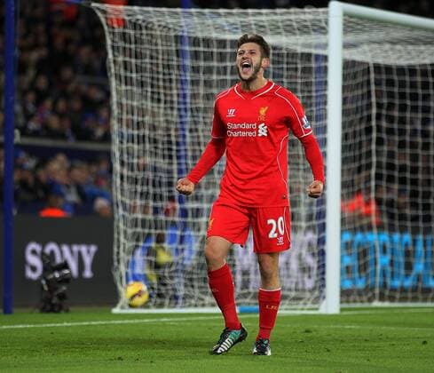 Aktuell Fußball, England, Premier League, Leicester City - FC Liverpool Liverpool s Adam Lallana celebrates scoring his sides opening goal Barclays Premier League- Leicester City vs Liverpool - King Power Stadium - England - 2nd November 2014 - Picture David Klein Sportimage EDITORIAL USE ONLY. No use with unauthorised audio, video, data, fixture lists, club league logos or live services. Online in-match use limited to 120 images, no video emulation. No use in betting, games or single club league player publications.