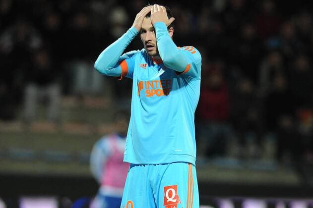 deception Andre Pierre Gignac (Marseille) FOOTBALL : Lorient vs Marseille - Ligue 1 - 02 12 2014 N.LeGouic FEP Panoramic 