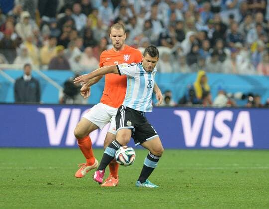 World Cup semi final Argentina vs Holland Sao Paulo Brazil 9th July 2014 World Cup semi final Argentina vs Holland Sergio Kun Aguero 