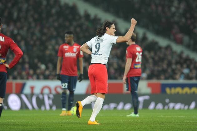 Aktuell Fußball, Frankreich, Ligue 1, OSC Lille - Paris St. Germain joie Edinson Cavani apres son but (PSG) Lille OSC (LOSC) - Paris St. Germain (PSG) - Ligue 1 - 03 12 2014 N.LeGouic FEPx 