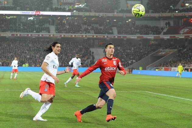 Edinson Cavani (PSG) Sebastien Corchia (Lille) Lille OSC (LOSC) - Paris St. Germain (PSG) - Ligue 1 - 03 12 2014 N.LeGouic FEPx 
