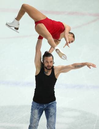 Figure skating Eiskunstlauf - The Golden Spin - Pairs 04.12.2014., Zagreb, Croatia - Figure skating competition The Golden Spin. Pairs Olga Bestandigova - Ilhan Mansiz from Turkey. Ilhan Mansiz is former turkish football player.  IgorxKralj PIXSELL