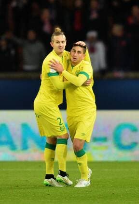 Alejandro Bedoya (nan) - Kian Hansen (nan) FOOTBALL : Paris St Germain (PSG) vs FC Nantes - Ligue 1 - 06 12 2014 AnthonyBIBARDFEP 