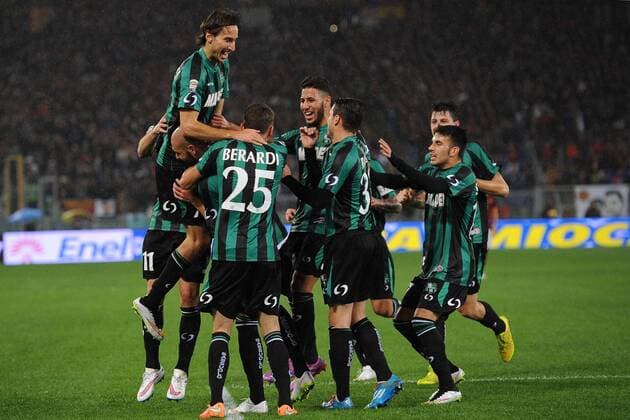 Aktuell Fußball, Italien, Serie A, AS Rom - Sassuolo As Roma 06 12 2014 - campionato di calcio serie A AS Rom vs Sassuolo Calcio: Torjubel Simone Zaza 