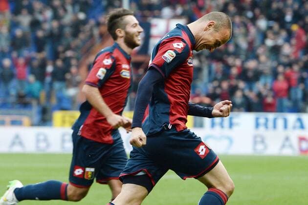 Mg Genova 07 12 2014 - campionato di calcio serie A CFC Genua 1893 FC vs AC Mailand: Torjubel Luca Antonelli 