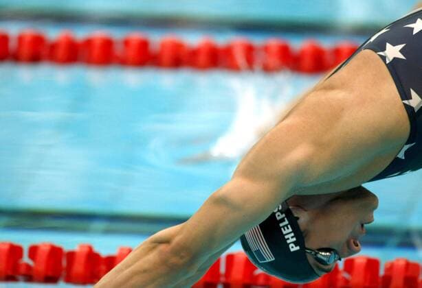 Aug. 12, 2008 - Michael Phelps of the United States prepares to compete in the men s 200-meter Freestyle final on Tuesday, August 12, 2008, in the Games of the XXIX Olympiad in Beijing, China. (Scott Strazzante Chicago Tribune MCT) News Archive - Aug. 12, 2008 - ZUMAm67_