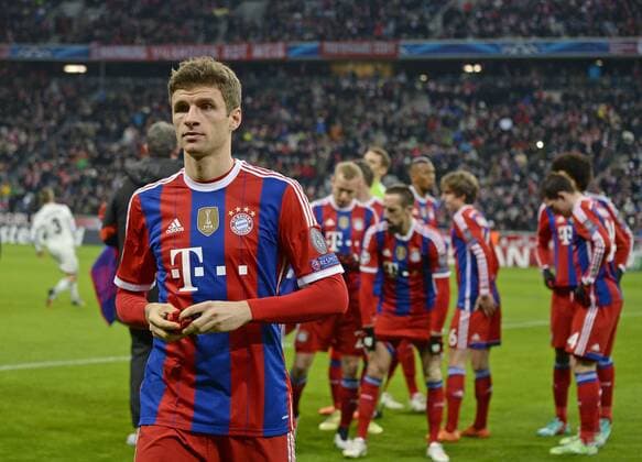 10.12.2014, Fussball Champions League 2014 2015, Vorrunde, 6.Spieltag, FC Bayern München - ZSKA Moskau, in der Allianzarena München. Thomas Müller (München) 