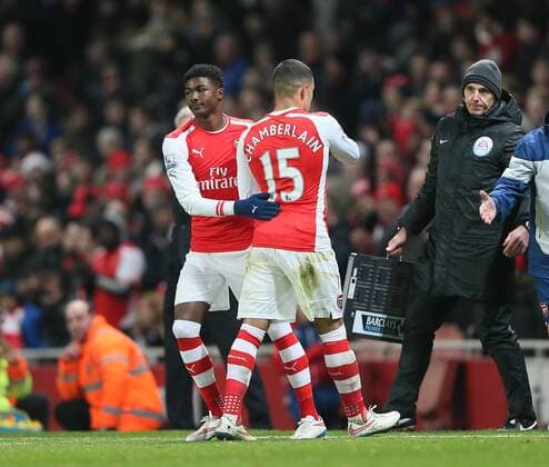 Arsenal s Ainsley Maitland-Niles comes on to make his debut Barclays Premier League- Arsenal FC vs Newcastle United - Emirates Stadium - England - 13th December 2014 - EDITORIAL USE ONLY. No use with unauthorised audio, video, data, fixture lists, club league logos or live services. Online in-match use limited to 120 images, no video emulation. No use in betting, games or single club league player publications.
