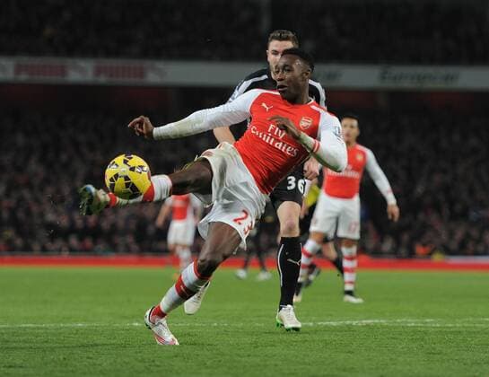 Aktuell Fußball, England, Premier League, FC Arsenal - Newcastle United Arsenal v Newcastle 13.12.2014. Pic Darren Jack. Danny Welbeck (Arsenal) shoots at goal 