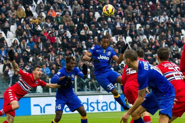 Aktuell Fußball, Italien - Serie A, Juventus Turin - Sampdoria Genua Dec. 14, 2014 - Turin, Italy - Juventus defender Patrice Evra (33) scores his goal during the Serie A football match n.15 JUVENTUS - SAMPDORIA on 14 12 14 at the Juventus Stadium in Turin, Italy. Soccer, Serie A: Juventus v Sampdoria  - ZUMAn230