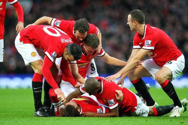 Aktuell FuÃŸball, England, Premier League, Manchester United - FC Liverpool 14.12.2014. Manchester, England. Premier League. Manchester United ManU versus Liverpool. Manchester United forward Wayne Rooney celebrates scoring his teams first goal xPaulxKeevilx  ActionPlus11583077