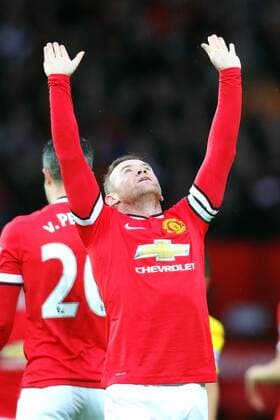 Aktuell FuÃŸball, England, Premier League, Manchester United - FC Liverpool 14.12.2014. Manchester, England. Premier League. Manchester United ManU versus Liverpool. Manchester United forward Wayne Rooney celebrates scoring his teams first goal xPaulxKeevilx  ActionPlus11583081