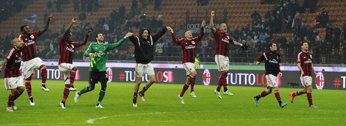 Aktuell Fußball, Italien, Serie A, AC Mailand - SSC Neapel Esultanza fine gara giocatori Milan Milano 14-12-2014 Stadio Giuseppe Meazza - Football Calcio Serie A AC Mailand vs SSC Neapel giuseppexceleste