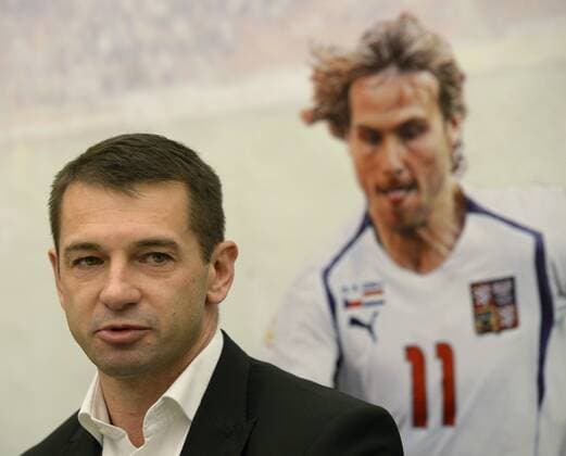 Pavel Kuka, Czech football player pictured during the press conference PK Pressekonferenz before international football match Czech Republic against Germany with players from UEFA EURO EM Europameisterschaft Fussball Championship 1996 Final in Prague, Czech Republic, on December 14, 2014. (CTKxPhoto MichalxKrumphanzl) CTKPhotoOF201412150731601  kru 2