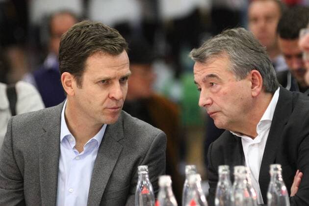 16.12.2014, Frankfurt am Main, DFB-Zentrale Pressegespräch DFB 2024 Oliver Bierhoff (Manager Nationalmannschaft) Wolfgang Niersbach (DFB-Präsident)