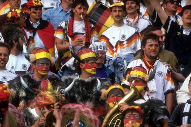 Fußball, EM Finale 1992 in Göteborg, Dänemark - Deutschland 2:0 Deutsche Fans bei der Europameisterschaft