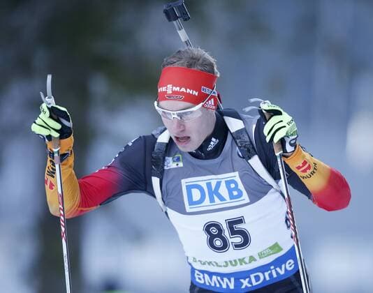 BIATHLON - IBU WC Pokljuka POKLJUKA,SLOVENIA,19.DEC.14 - BIATHLON - IBU World Cup, 10km sprint men. Image shows Johannes Kuehn (AUT).