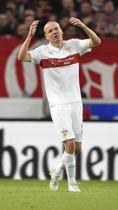 Adam Hlousek VfB Stuttgart enttäuscht Enttäuschung VfB Stuttgart gegen SC Paderborn 07 Fußball Herren GER 1. Bundesliga Spieltag 17 17. Spieltag Saison 2014 2015 Stuttgart Mercedes-Benz Arena 20.12.2014 VfB Stuttgart gegen SC Paderborn 07