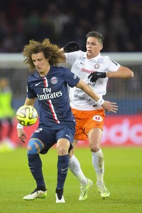David Luiz (PSG) vs Jonas MARTIN (Montpellier) FOOTBALL : PSG vs Montpellier - L1 - 20 12 2014 JBAutissier Panoramic 