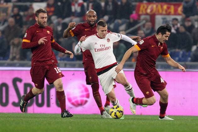 Jeremy Menez Milan, Maicon, Kostas Manolas, Daniele De Rossi Roma Roma 20-12-2014 Stadio Olimpico Football Calcio 2014 2015 Serie A AS Rom vs AC Mailand lucaxpagliaricci
