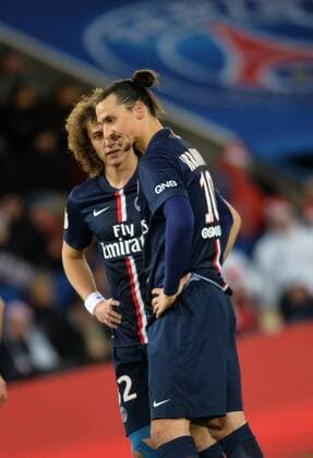 David Luiz (psg) - Zlatan Ibrahimovic (psg) FOOTBALL : Paris St Germain (PSG) vs HSC Montpellier - Ligue 1 - 20 12 2014 AnthonyBIBARDFEP 