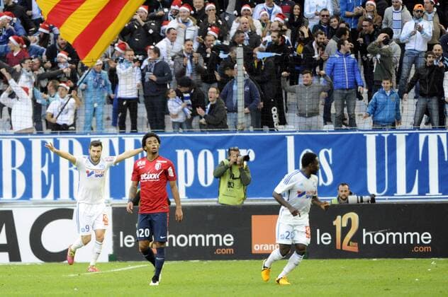 Aktuell Fußball, Frankreich, Ligue 1, Olympique marseille - OSC Lille ANDRE-PIERRE GIGNAC - ATTITUDE - JOIE FOOTBALL : Marseille vs Lille- Ligue 1 - 21 12 2014 FEP Panoramic 