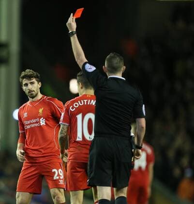 Aktuell Fußball, England, Premier League, FC Liverpool - FC Arsenal Liverpool s Fabio Borini gets sent off Barclays Premier League - Liverpool FC vs Arsenal FC - Anfield - England - 21st December 2014 - EDITORIAL USE ONLY. No use with unauthorised audio, video, data, fixture lists, club league logos or live services. Online in-match use limited to 120 images, no video emulation. No use in betting, games or single club league player publications.