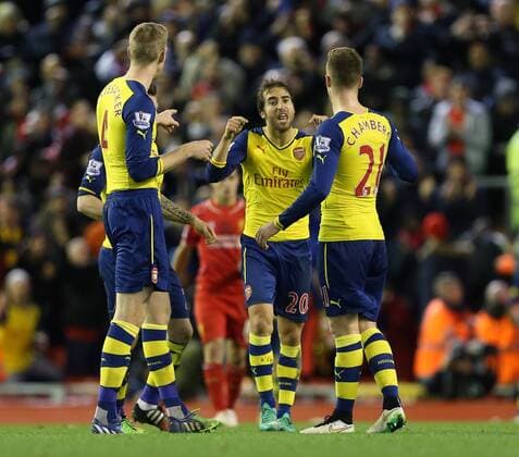 Aktuell Fußball, England, Premier League, FC Liverpool - FC Arsenal Arsenal s Mathieu Flamini looks on dejected Barclays Premier League - Liverpool vs Arsenal - Anfield - England - 21st December 2014 - Picture David Klein Sportimage EDITORIAL USE ONLY. No use with unauthorised audio, video, data, fixture lists, club league logos or live services. Online in-match use limited to 120 images, no video emulation. No use in betting, games or single club league player publications.