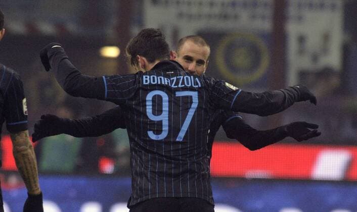 Aktuell Fußball, Italien, Serie A, Inter Mailand - Lazio Rom IPP20141221 Football - soccer: Serie A, Inter Mailand - Lazio Rom, Rodrigo palacio, Federico bonazzoli xHOCHxZWEIx xItalyxPhotoxPressx 