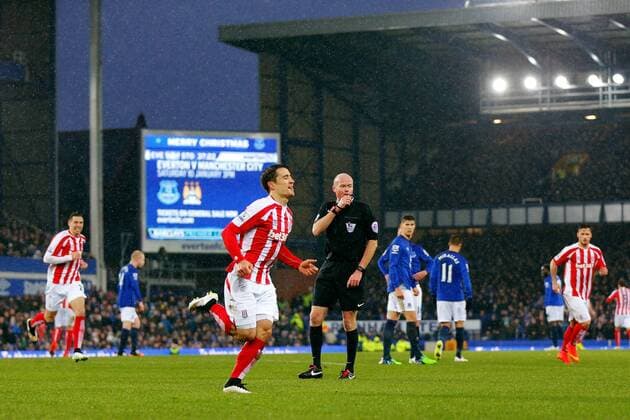 26.12.2014. Liverpool, England. Premier League. FC Everton - Stoke City . Stoke City forward Bojan Krkic celebrates scoring his teams first goal xPaulxKeevilx  ActionPlus11584920