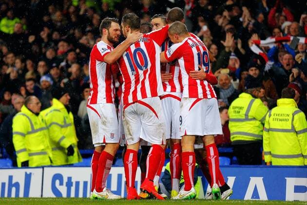 26.12.2014. Liverpool, England. Premier League. FC Everton - Stoke City . Stoke City forward Bojan Krkic celebrates scoring his teams first goal xPaulxKeevilx  ActionPlus11584941