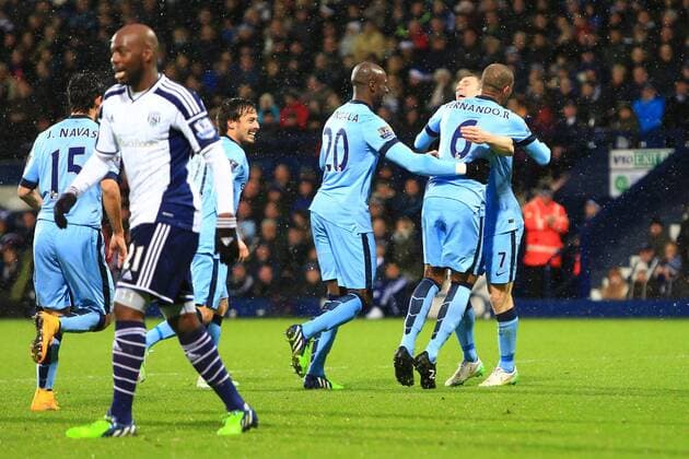 Fernando of Manchester City celebrates his opening goal - West Bromwich Albion vs. Manchester City - Barclay s Premier League - The Hawthorns - Birmingham - 26 12 2014 Pic Philip Oldham Sportimage EDITORIAL USE ONLY. No use with unauthorised audio, video, data, fixture lists, club league logos or live services. Online in-match use limited to 120 images, no video emulation. No use in betting, games or single club league player publications.
