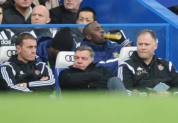 Football - 2014 2015 Premier League - Chelsea vs. West Ham United Adejected West Ham manager Sam Allardyce at Stamford Bridge. COLORSPORT ANDREW COWIE