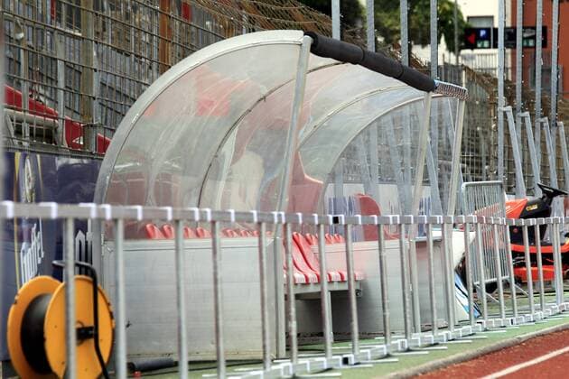 Fußball, Stadiongeschichte SC Fortuna Köln Ersatzbank Fortuna Köln Fussball 3. Liga Saison 2014 2015 Südstadion Köln Datum: 30.07.2014