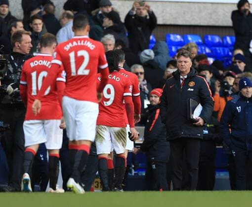 Manchester United ManU s Louis Van Gaal looks on dejected at the final whistle Barclays Premier League - Tottenham Hotspur vs Manchester United - White Hart Lane - England - 28th December 2014 - Picture David Klein Sportimage EDITORIAL USE ONLY. No use with unauthorised audio, video, data, fixture lists, club league logos or live services. Online in-match use limited to 120 images, no video emulation. No use in betting, games or single club league player publications.