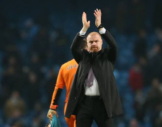 Sean Dyche manager of Burnley applauds the fans following his sides 2-2 draw - Barclays Premier League - Manchester City vs Burnley FC - Etihad Stadium - Manchester - England - 28th December 2014 - Picture Simon Bellis Sportimage EDITORIAL USE ONLY. No use with unauthorised audio, video, data, fixture lists, club league logos or live services. Online in-match use limited to 120 images, no video emulation. No use in betting, games or single club league player publications.